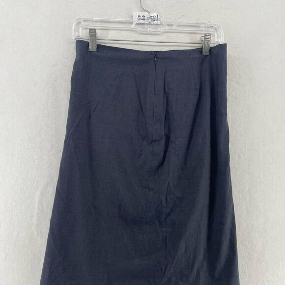 Tahari Straight Skirt Women Sz 4 Navy Blue Lined Seamless Mid Length Linen Blend - Picture 7 of 11